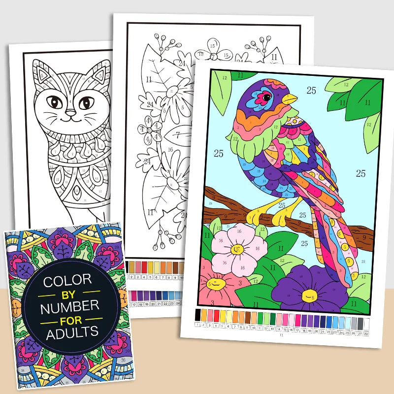 Color by Number Coloring Book for Adults — 20+ Pages of Calming, Guided Designs