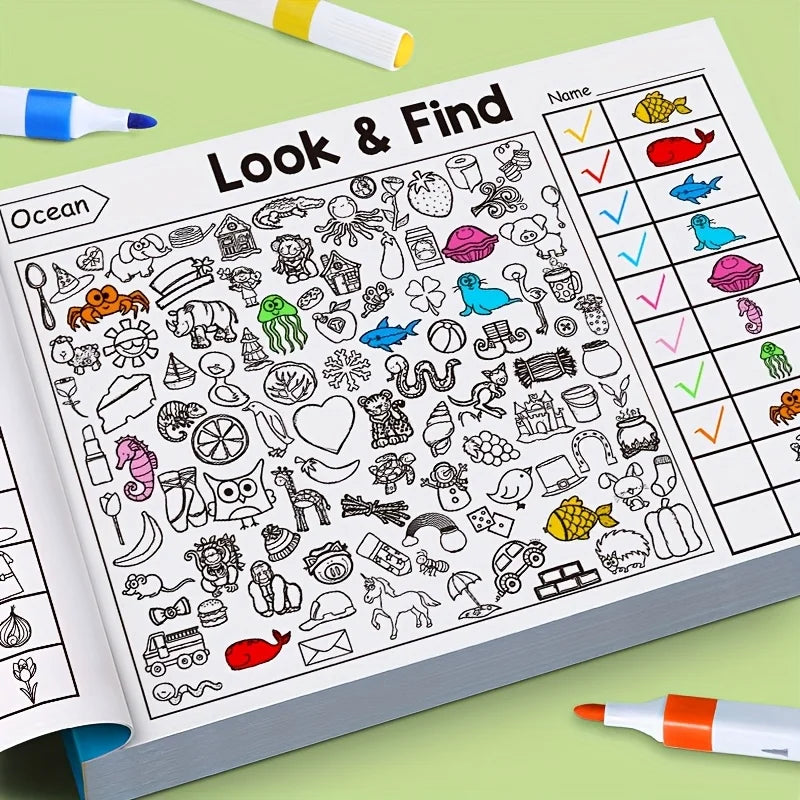 Look & Find Coloring Workbook for Kids — Shapes, Colors & Handwriting Activities, Ages 3–6