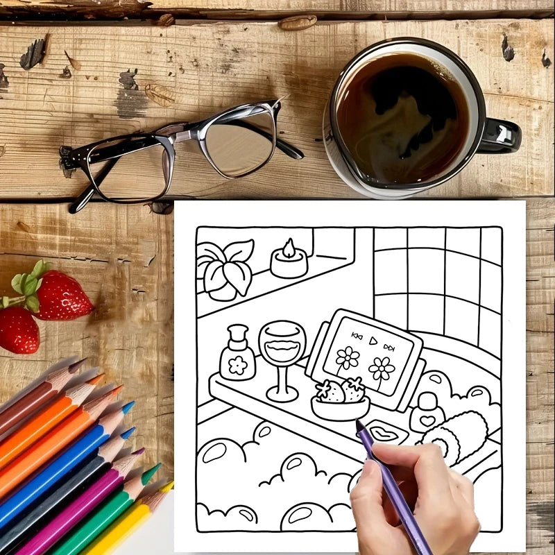 Themed Coloring Book - 28 Pages, 12 Styles to Choose From