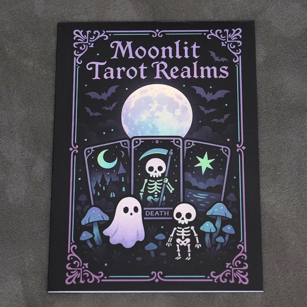Moonlit Tarot Realms – Gothic Kawaii Tarot Coloring Book for Adults | Witchy, Mystical & Spooky Cute