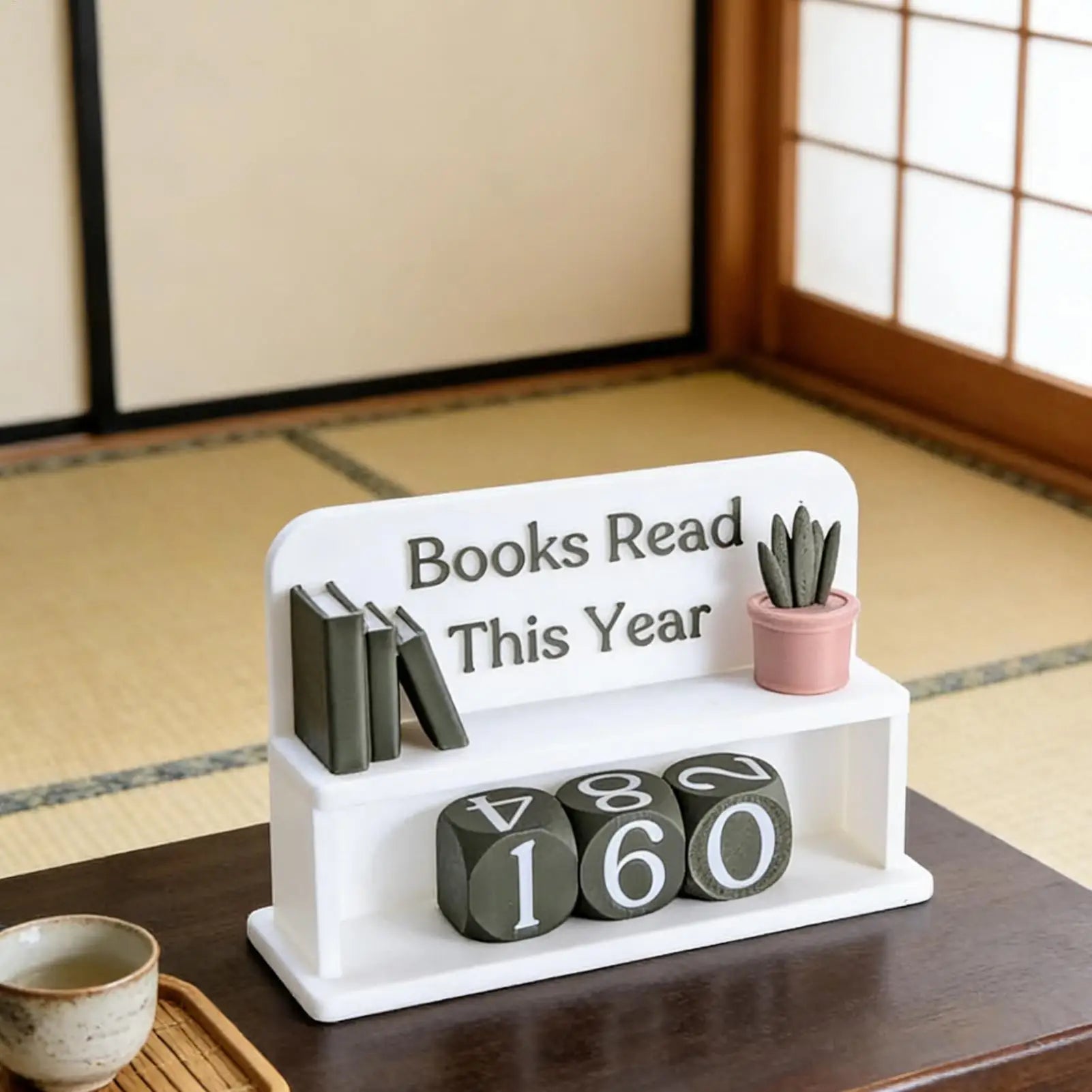 Books Read This Year Counter - Manual Reading Tracker & Shelf Decor for Book Lovers