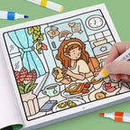 Girls' Fantasy Coloring Book - 24 Pages of Hand-Drawn Illustrations (3 Themes)