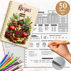 Recipe Notebook - Cute Kitchen Planner & Food Journal with Pastel Patterns (2 Designs)