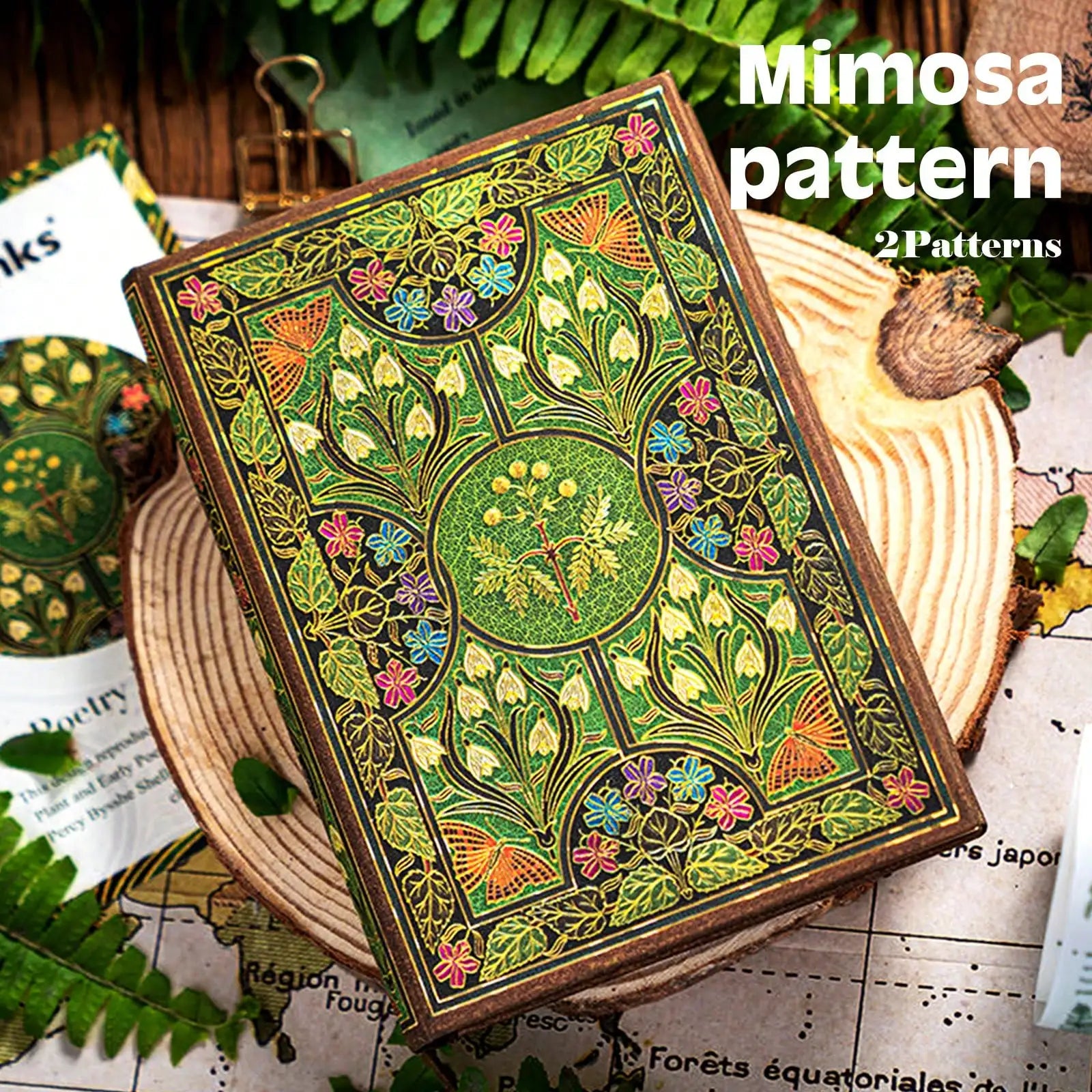 Vintage Floral Gold Foil Journal - 256 Pages Luxury Hardcover Diary with Butterfly Pages