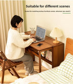 Foldable Bamboo Desk with Built-In Storage Shelf – No-Assembly Space-Saving Study & Computer Desk for Bedroom & Small Spaces