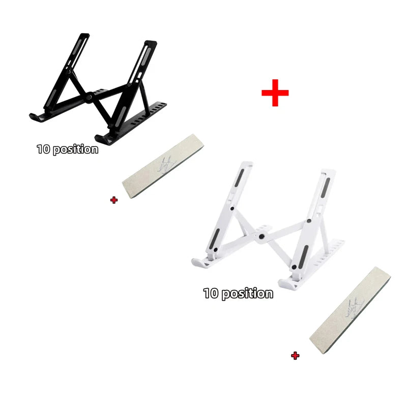Foldable Laptop Stand – 10-Position Adjustable, Portable ABS Bracket for MacBook, Notebooks & Laptops up to 17" | Black & White