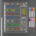 3-in-1 Magnetic Acrylic Meal Planner for Fridge – Clear Weekly Dry-Erase Menu Board | Breakfast, Lunch & Dinner | Notes & Conversion Chart | 8 Markers Included