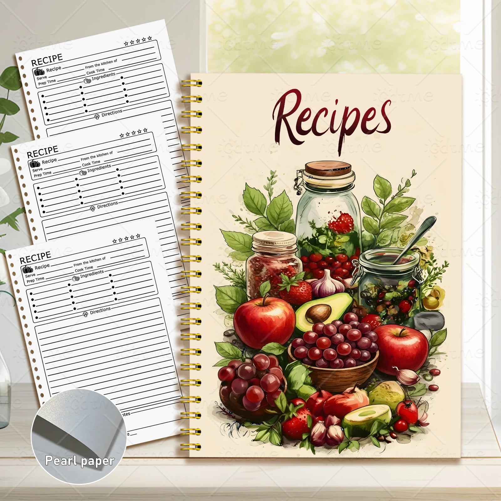 Recipe Notebook - Cute Kitchen Planner & Food Journal with Pastel Patterns (2 Designs)