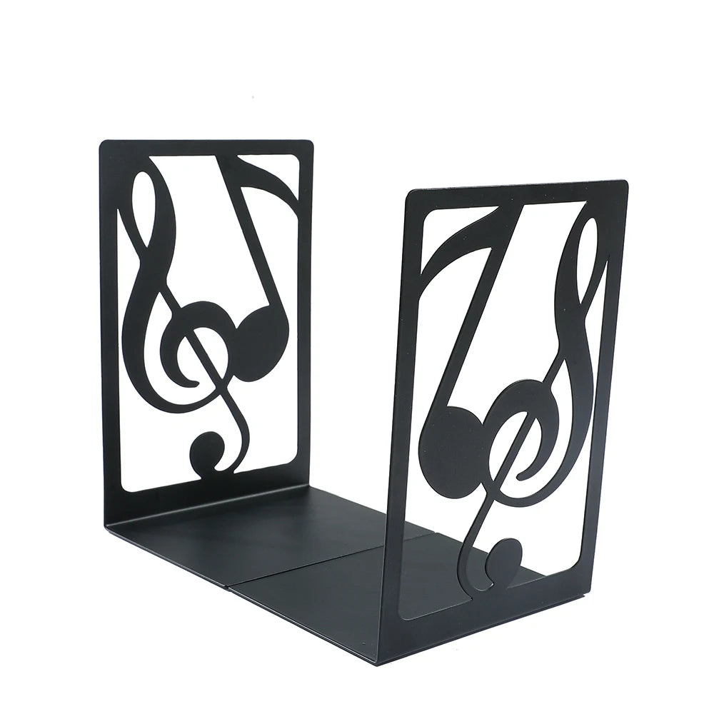 Music-Themed Metal Bookends — Heavy Duty Decorative Book Stoppers for Shelf & Desk