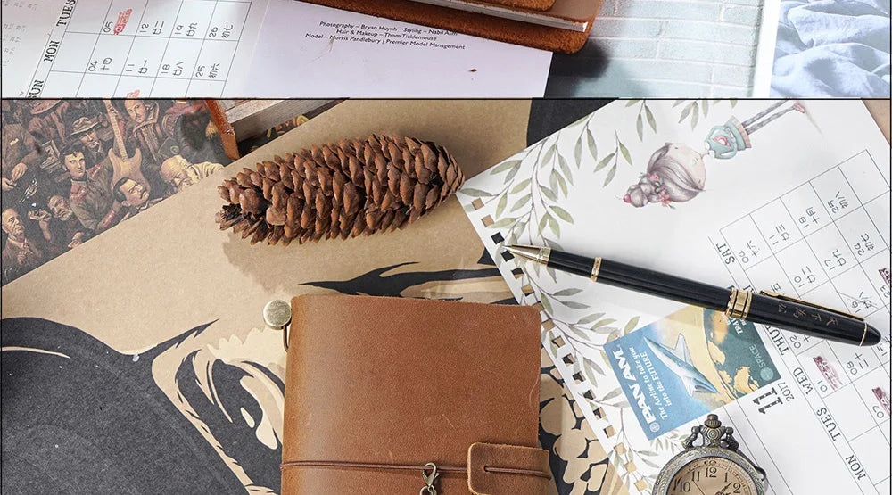 Genuine Leather Refillable Travel Journal - Handmade Retro Notebook with 192 Pages