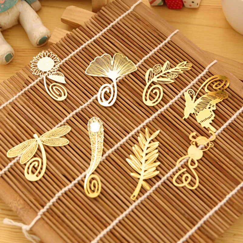 Gold Metal Bookmark - Botanical & Insect Designs | Flowers, Butterflies & More | 8 Designs | Elegant Reading Accessory & Gift