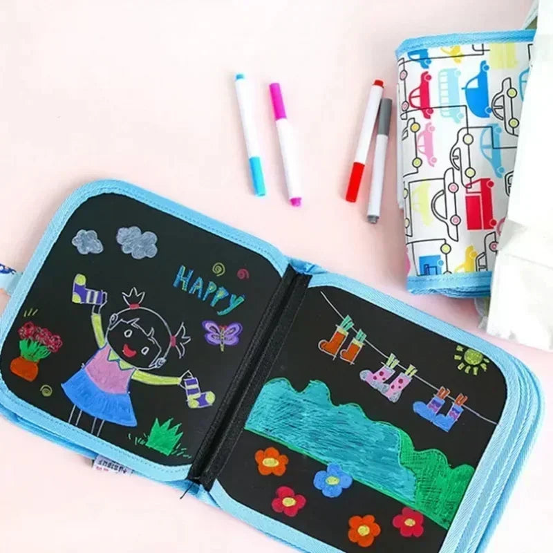 Magic Erasable Fabric Coloring Book for Kids – Draw, Erase & Repeat! | 6 Pages + 3 Pens Included