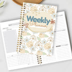 Undated Weekly Planner – A5 Spiral Journal | Weekly Goals, To-Do List & Habit Tracker | Romantic Boho Floral Cover