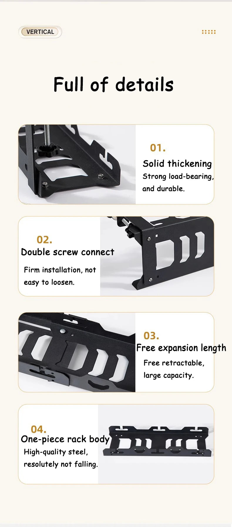 Under-Desk Cable Management Rack — Telescopic Metal Storage Tray, No Drilling Required