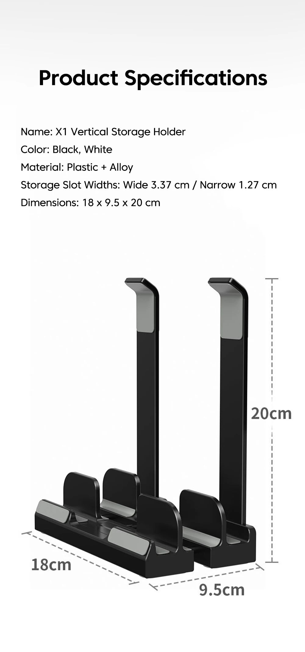 2-in-1 Foldable Laptop Stand & Vertical Storage Rack – Adjustable, Foldable | MacBook, iPad, Tablet & Phone