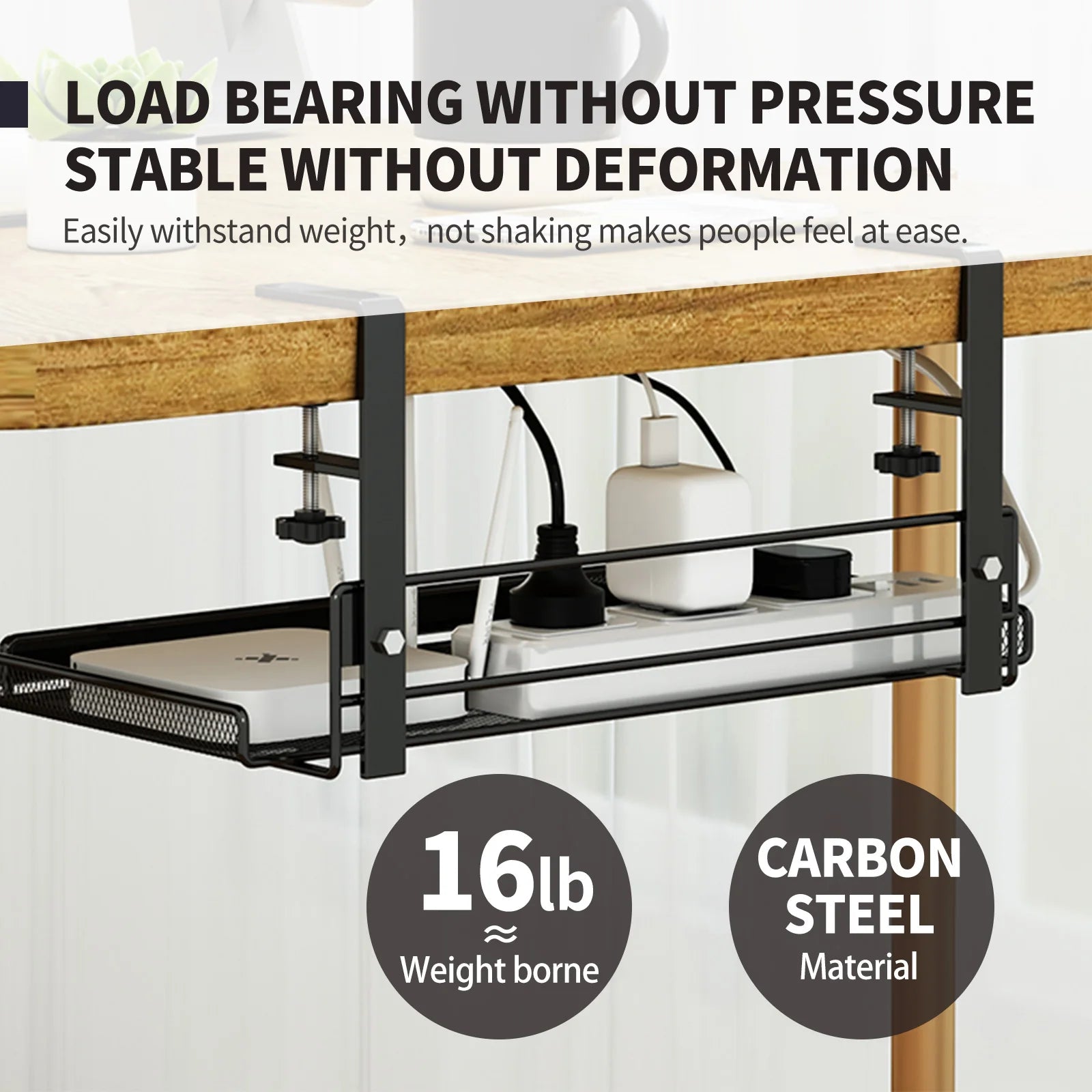 Under-Desk Hanging Storage Rack - Multi-Compartment Organizer | Small or Large | White or Black | Office & Home Workstation