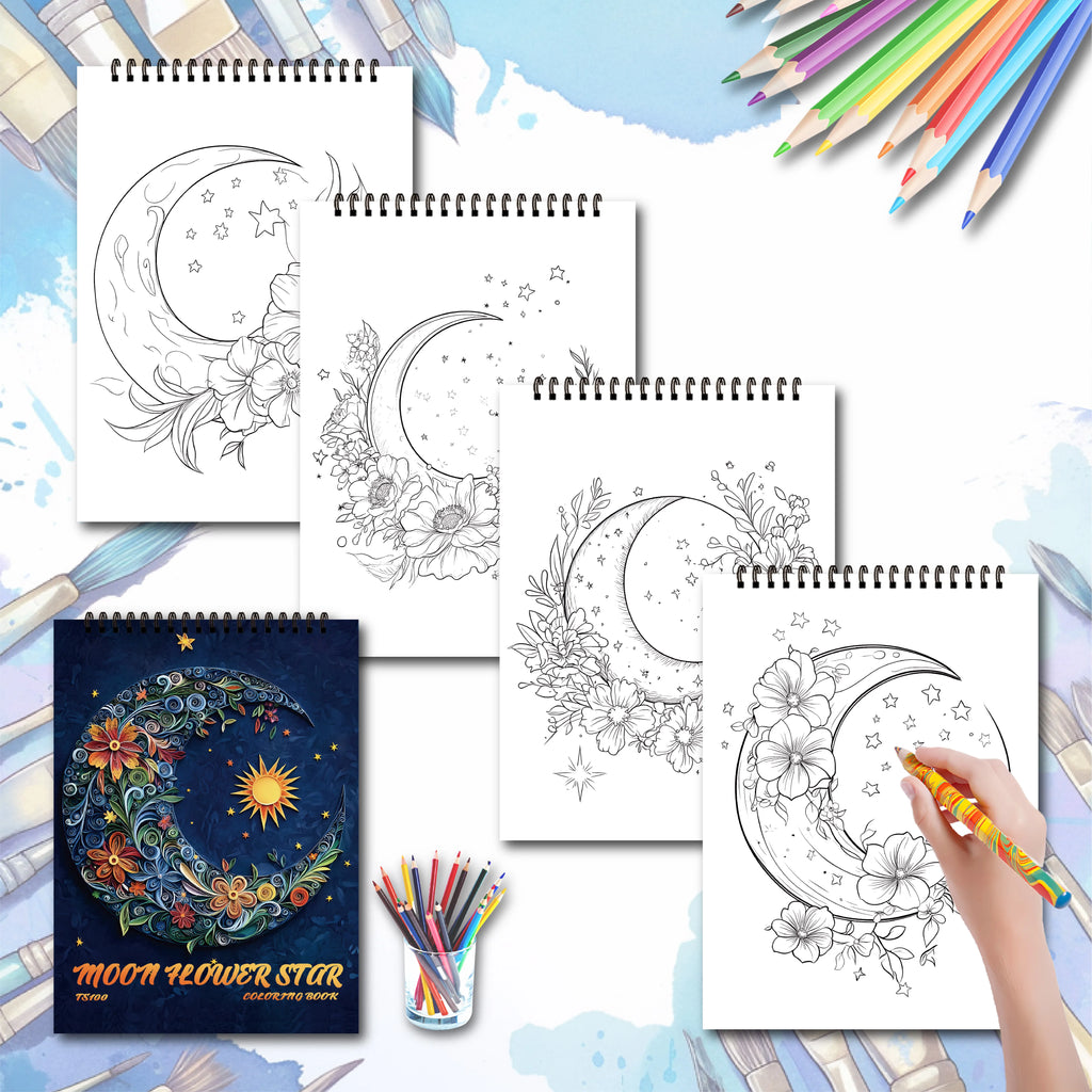 Art Coloring Book Set - 3 Books (Van Gogh, Moon, Mandala) - 90 Designs Total