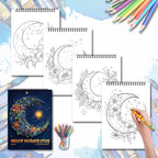 Art Coloring Book Set - 3 Books (Van Gogh, Moon, Mandala) - 90 Designs Total