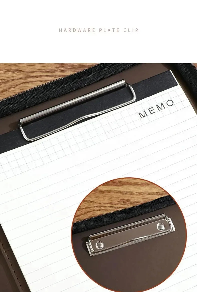 Executive A4 Leather Portfolio Folder – Zippered PU Leather Padfolio | With or Without Calculator | Black, Bronze, Blue & Brown