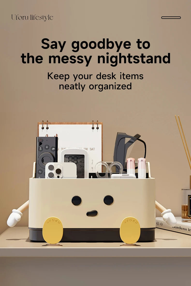 Desktop Organizer Box - 4-Compartment Multi-Use Storage | Standing or Sitting Design | Office, Dorm & Home
