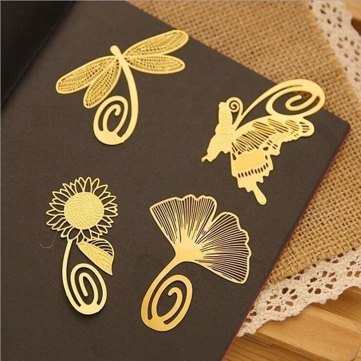 Gold Metal Bookmark - Botanical & Insect Designs | Flowers, Butterflies & More | 8 Designs | Elegant Reading Accessory & Gift