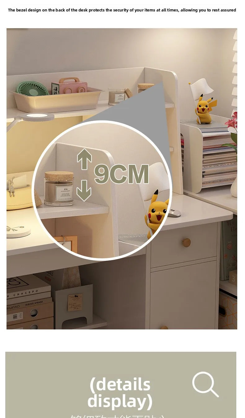 Kids & Teen Study Desk with Built-In Bookshelf – Integrated Storage Unit for Bedroom | 60cm & 80cm, Simple or Cabinet Version