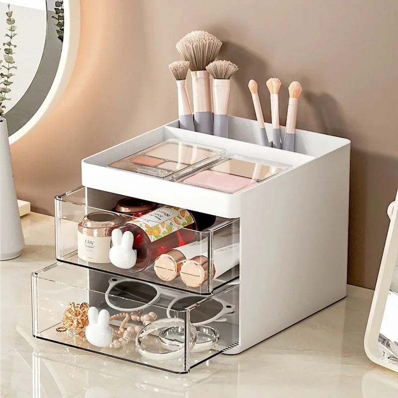 Desk Organizer with Drawer - Multi-Use Storage Box for Office & Makeup