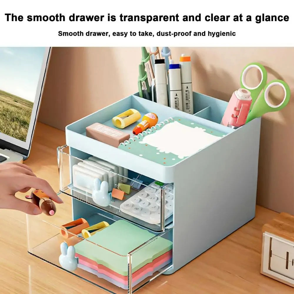 Desk Organizer with Drawer - Multi-Use Storage Box for Office & Makeup