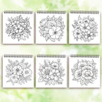 Adult level Spiral Coloring Book - 30 Sheets Floral Designs with Light Shading | 8.3x8.3" | Birthday & Holiday Gift