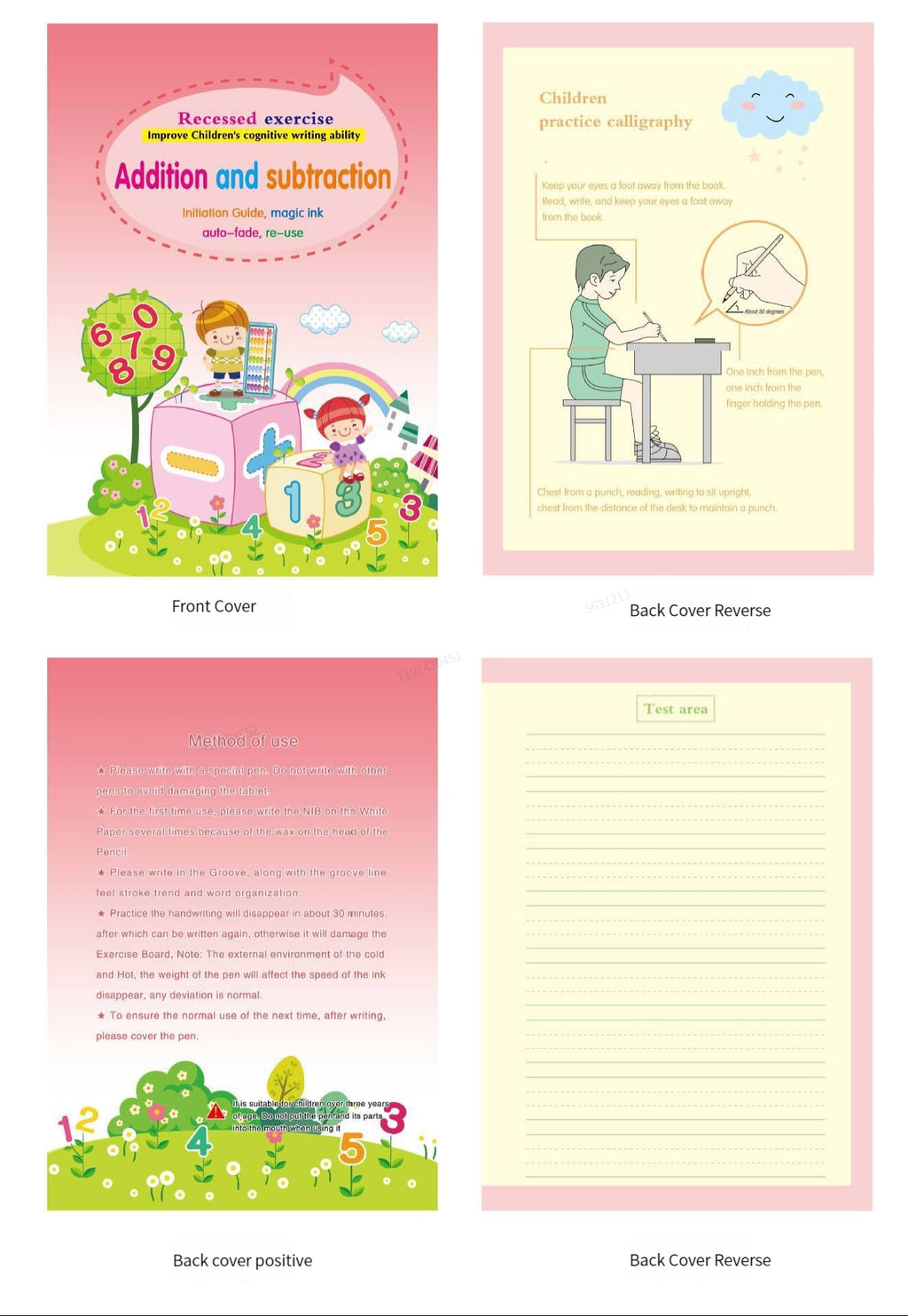 Magic Reusable Writing Practice Books | 4-Book Set with Auto-Disappearing Ink Pen