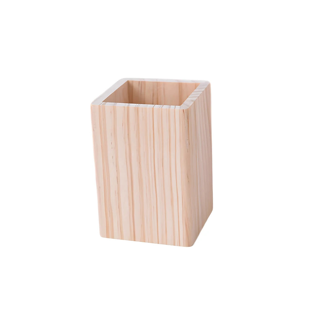 Handcrafted Wooden Pen Holder - Premium Desk Organizer in Walnut, Bamboo, Pine & Beech