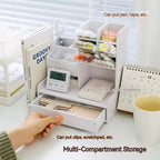 Wooden Pen & Stationery Desk Organizer — Multi-Compartment Desktop Storage for Home & Office