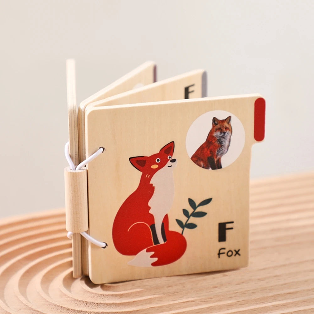 Wooden Animal Flap Book - Interactive Learning Toy for Babies & Toddlers