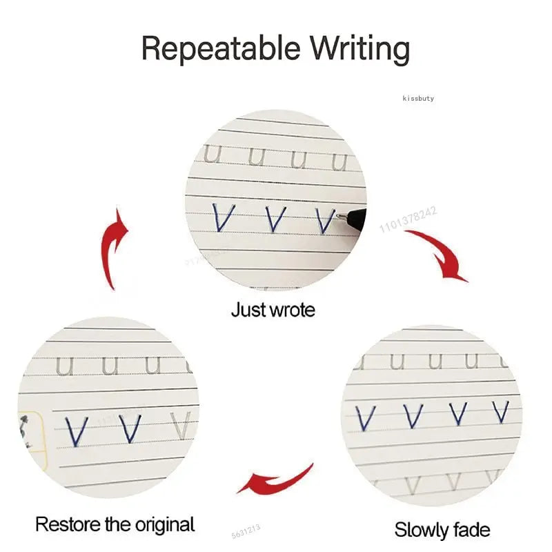Magic Reusable Writing Practice Books | 4-Book Set with Auto-Disappearing Ink Pen