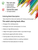 Adult Spiral Coloring Book — 30 Sheets, 100gsm Thick Paper, Mixed Themes