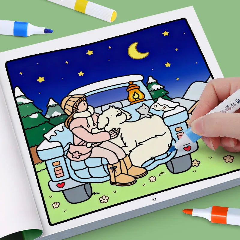 Girls' Fantasy Coloring Book - 24 Pages of Hand-Drawn Illustrations (3 Themes)