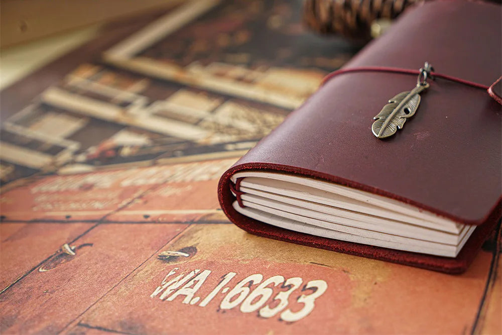 Genuine Leather Refillable Travel Journal - Handmade Retro Notebook with 192 Pages