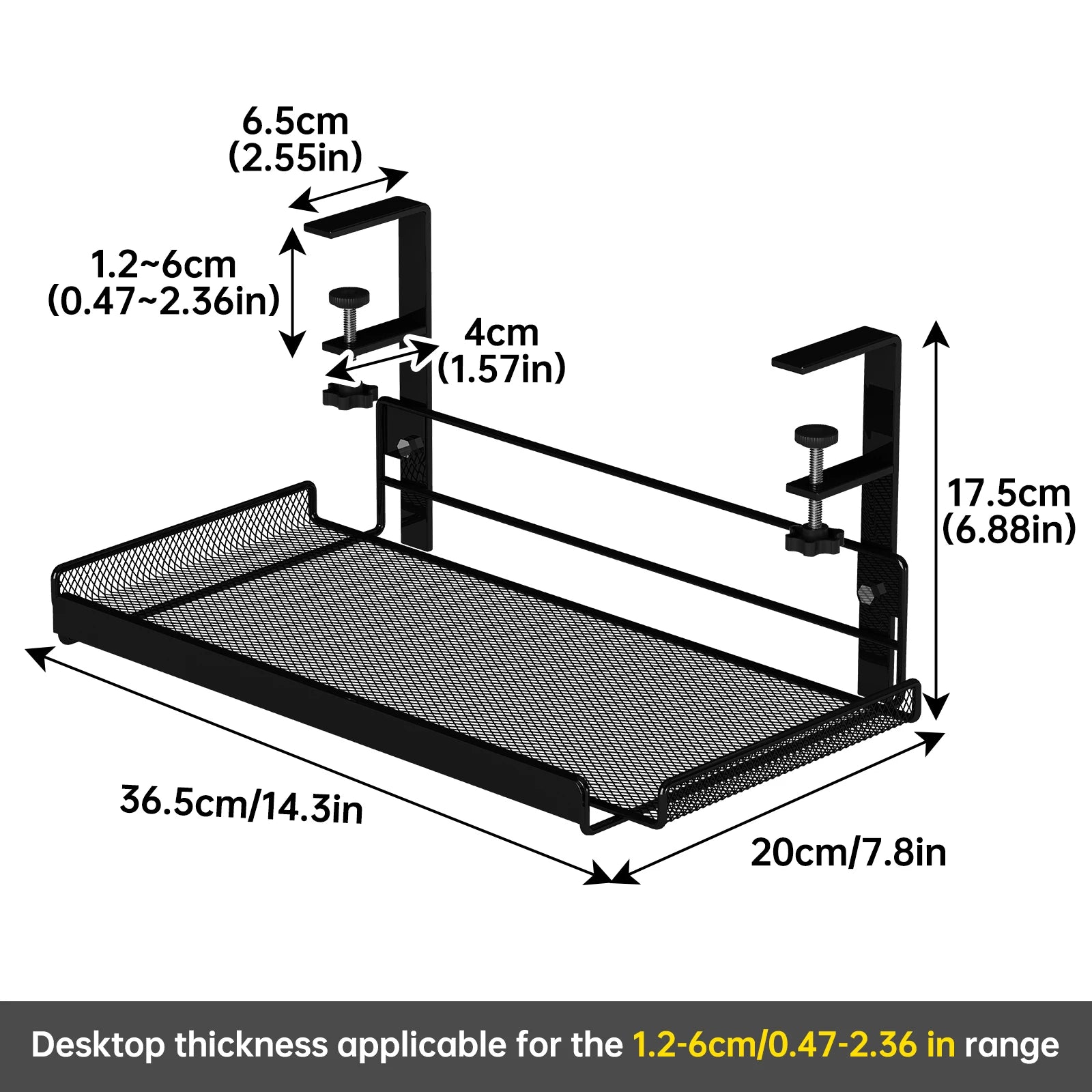 Under-Desk Hanging Storage Rack - Multi-Compartment Organizer | Small or Large | White or Black | Office & Home Workstation