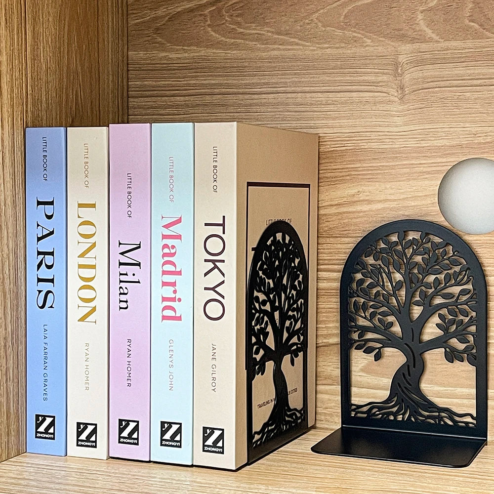 Tree of Life Metal Bookends | Decorative Book Holders for Heavy Books
