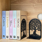 Tree of Life Metal Bookends | Decorative Book Holders for Heavy Books