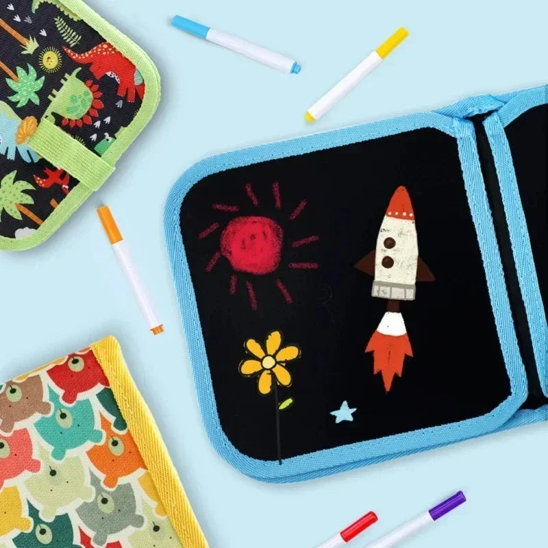 Magic Erasable Fabric Coloring Book for Kids – Draw, Erase & Repeat! | 6 Pages + 3 Pens Included