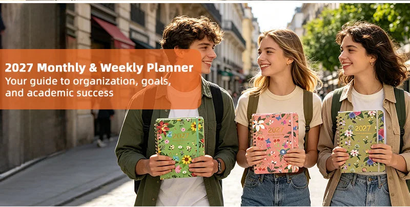 2027 Weekly & Monthly Planner – A5 Spiral Agenda | 100gsm, Monthly Tabs, Inner Pocket | 17 Illustrated Cover Designs