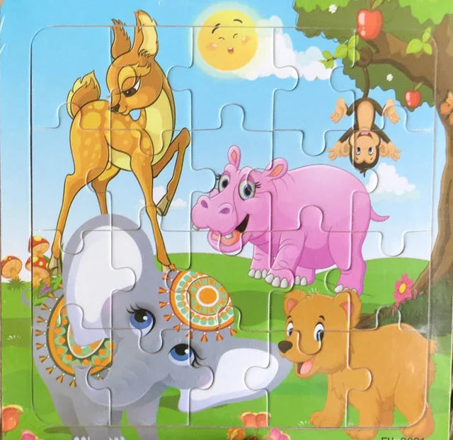 Wooden 3D Cartoon Puzzle — Montessori Educational Toy for Toddlers & Kids Ages 3–6
