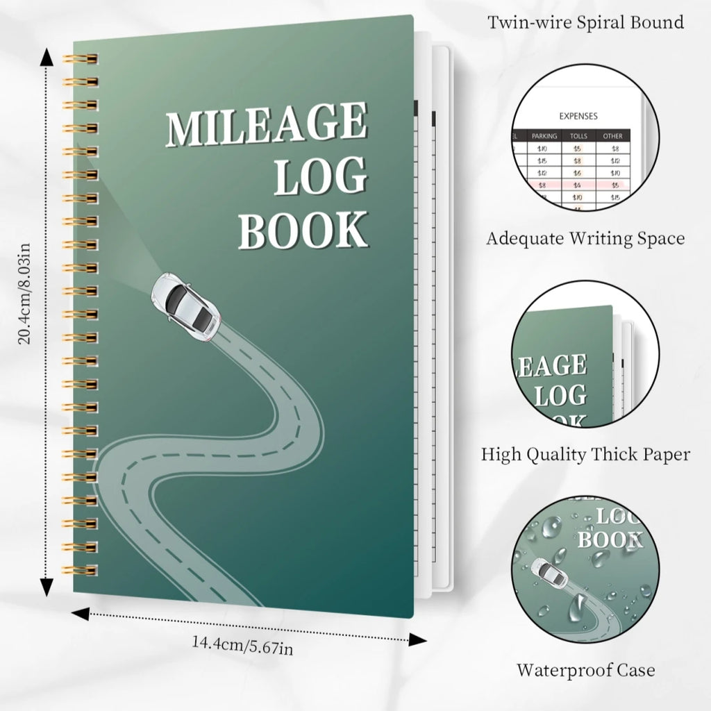 A5 Mileage Log Book - Vehicle Expense Tracker for Business & Personal Car Records