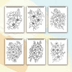 Adult Spiral Coloring Book - 30 Sheets Nature & Floral Themes | 11.2x8.3" Landscape Format | Birthday & Holiday Gift