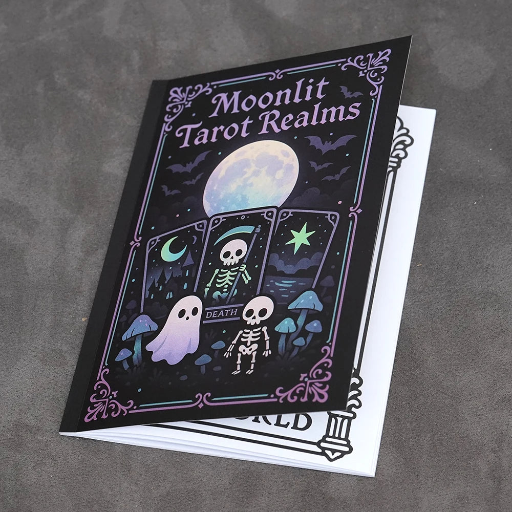 Moonlit Tarot Realms – Gothic Kawaii Tarot Coloring Book for Adults | Witchy, Mystical & Spooky Cute