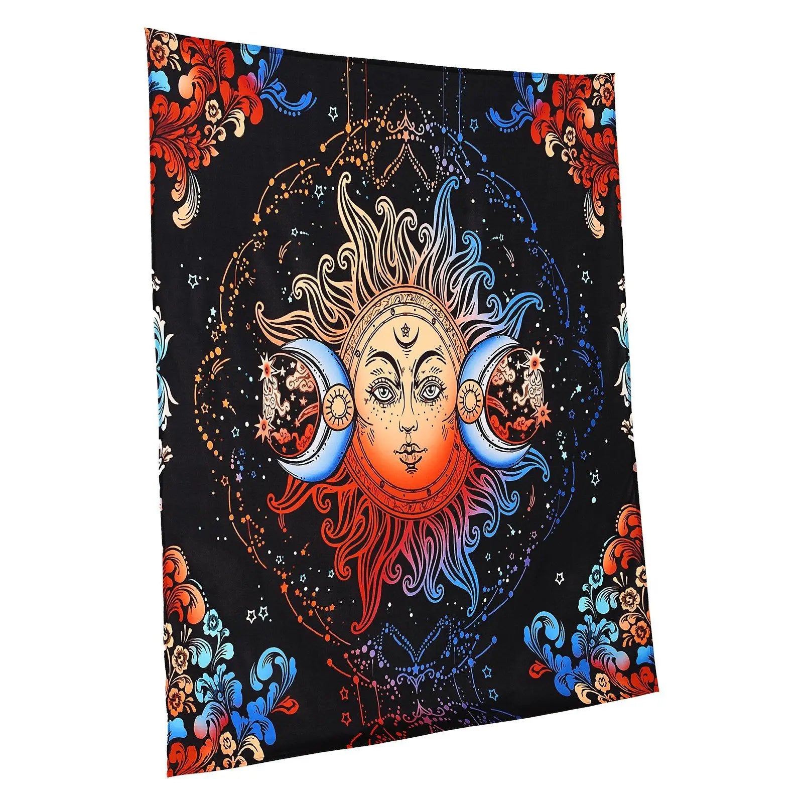 Sun & Moon Mystic Wall Tapestry – Psychedelic Bohemian Floral | Vintage Home Decor for Bedroom & Living Room