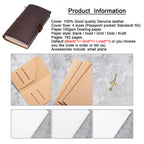 Genuine Leather Refillable Travel Journal - Handmade Retro Notebook with 192 Pages