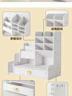 Wooden Pen & Stationery Desk Organizer — Multi-Compartment Desktop Storage for Home & Office