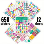 Aesthetic Planner Stickers – 12 Sheets | 650 or 720 Stickers | Holidays, Goals, Quotes, Habits, Finance & More